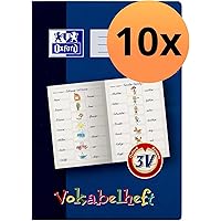 Oxford 100057954 Vokabelheft mit Lernsystem 10er Pack Format A4 16 Blatt Lineatur 3V Grundschule für die 3.Klasse