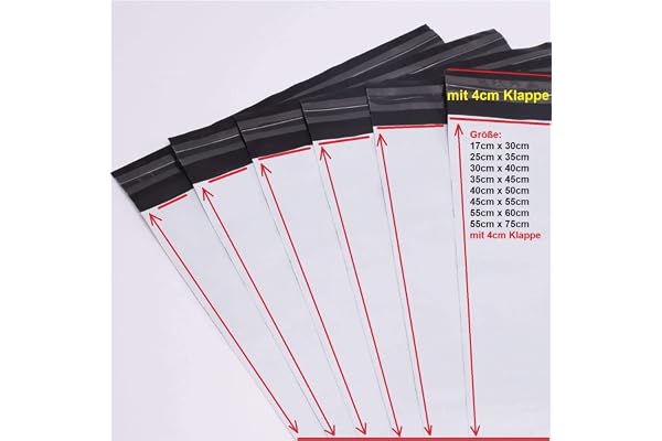 logei 100 pièces Sacs d'expédition en plastique Enveloppes postales Enveloppes d'expédition pour l'emballage, le stockage, le shopping-Blanc (35cm x 45cm + 5cm)