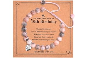 USEEDOVIA 10/11/12/13/14/15/16/17/18th Birthday Gifts for Girls, Pink Zebra Bracelet Adjustable with Heart Number Charms for Girls, Special Present for Daughter Niece Sister Friend Teen Girls (Gift Box Given)
