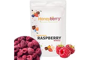 HONEYBERRY Freeze Dried Raspberry Whole 100g - 100% Natural Freeze Dried Fruits - Dry Raspberries Perfect for Baking, Cake Decorations, Keto Snack, Cocktail Garnish - Dehydrated Berries for Drinks or Snacking