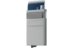 DUGRAFT Hommes Porte-Cartes Slim Pop-Up Wallet avec Poche d'argent Minimaliste RFID Blocage Le Porte Cartes de Crédit en Métal en Aluminium(Noire)