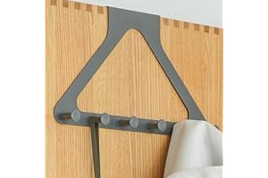 YESENT Appendiabiti da porta integrato Menz, 6 ganci, appendiabiti da porta，(grigio)