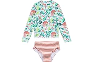 1STRUNANDUP Bambine Costume da Bagno Manica Lunga Tankini UPF 50+ Protezione Solare Ragazza Rash Guard Set 3-8 Anni