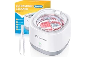 Exluvon Ultrasonic Retainer Cleaner, 45kHz Ultrasonic Dental Cleaner Machine, 250ML Ultrasonic Cleaner for Dentures, Retainer, Aligner, Mouthguard, Invisalign, Whitening Trays and Jewelry