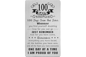 Richesele 100 Day Sober Gifts - 100 Days AA Sobriety Gifts for Women Men - 100 Days Stronger and Sober Card - 100 Day Addiction Recovery Token