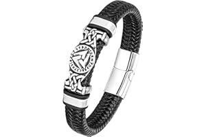 Mochity Armbänder Herren Lederarmband, Armband Herren Leder, Edelstahl Kreuz Armband Männer, Wikinger Schmuck, Lederarmband Geschenke Für Männer
