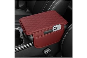 GTLM Copri Bracciolo Auto Aggiornato,Microfibra Pelle Poggia Braccio Per Auto Cuscino con 2 Tasca Portaoggetti Auto,Bracciolo Auto Universale Accessori Auto Interno per Auto SUV Truck (Rosso)