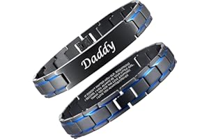 XUANPAI Mens Bracelets Dad Bracelet from Daughter - Daddy Gifts Grandad Bracelets Fathers Day Dad Gift from Son Personalised Bracelet for Men Engraved Love Quote Men's Jewellery for Father