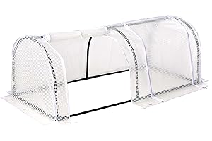 GardenKraft Polytunnel Greenhouses / 2, 3 or 4 Sections / Sturdy Steel Frame & Plastic Mesh Cover / Easy Access Roll Up Zipper Doors (2 Section)