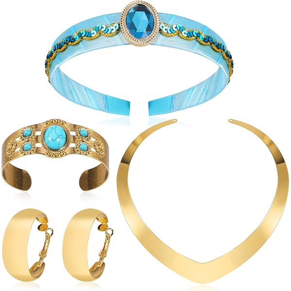 Andober Arabian Princess Jewelry Set - Gold Choker Necklace & Dangle Earrings For Halloween & Cosplay - View #5