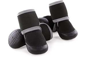 MHAUSTLIE Zapatos de Perro Protectores de Patas, Protectores de Patas para Perros, Zapatos de Perro con Suela Antideslizante y Correa Reflectante, Adecuado para Perros Pequeños, Medianos y Grandes(M, Negro)