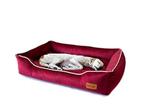 Halkalife Divano per Cani Impermeabile e Resistente all'abrasione. Divano Lussuoso e Glamour per Un Cane o Un Gatto. Letto Morbido per Cani. (L (100x70x18 cm), Ciliegia)