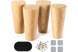 ‎AKOLAFE AKOLAFE 4 Stück Möbelfüße Holz 10cm Sofa Füße Holz möbelfüße Eiche Robuste Möbelfuß Rund Möbelbeine Mit Montageplatten Und Schrauben Schwerlaste Schrankfüße Für Sofa, Bett, Schrank