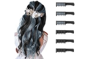 ‎MSDADA 6 Stück Haarkreidekamm, Neu Temporär Haarfarbe Kreide Kamm für Kinder Mädchen Auswaschbar Ungiftig für Geburtstag Geschenk Kindertag Halloween Erntedankfest Weihnachten Party Cosplay(Schwarz+Silber)