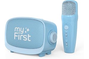 myFirst Voice 2 Przenośny interaktywny mikrofon i bezprzewodowy głośnik Bluetooth Karaoke z funkcją wzmacniania echa, zabawne efekty głosowe dla chłopców i dziewcząt (kolor niebieski)