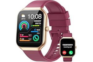 JUGEMAN Montre Connectée Femme Homme, 113+ Sportifs/Podometre/Fréquence Cardiaque/Moniteur Sommeil Smartwatch, 1.96"HD Montre Connectee avec Appel Bluetooth, Montre Sport Etanche IP68 pour Android/iOS, Rouge