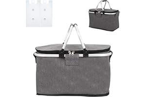 GLAITC 20L Kühltasche Picknicktasche Große Lunchtasche Mittagessen Tasche mit 2 Eiswürfeln,Thermotasche Kühltasche Isoliertasche für Outdoor/Camping/BBQ/Reisen/Einkaufen/Strand
