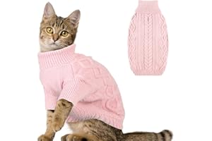Hjumarayan Dog Jumpers Small, Knitted Jumpers for Small Dogs Cat, Warm Pet Clothes Outfit for Winter Outdoor, Soft Sweater Thick Coat for Mini Dachshund, Toy Poodle, Pink S