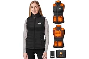 Sevdiea Heizweste Damen mit Powerbank 16000mah 7.4v, Beheizte Weste Damen, Leichte Elektrische Wärmeweste, Geeignet Zum Radfahren, Outdoor-Arbeit