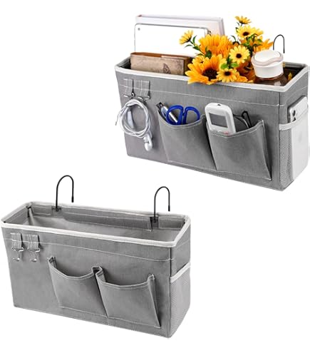 2x Filz Nachttisch Organizer - Bett Sofa Aufbewahrungstasche Mit 5 Taschen Für Bücher, Brillen