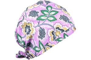 KESYOO Surgery Scrub Cap Floral Printed Scrub Hat Cotton Head Cover Elastic Band Nurse Doctor Hat Bouffant Hat