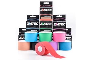 Bande de kinésiologie ZiATEC Pro Kinesiology Tape | Bande élastique et imperméable pour le sport, ruban physio (4,5 m x 5 cm) 100% coton, couleur:1 x bleu foncé