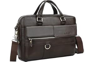 Leathario Men's Leather Laptop Bag Shoulder Messenger Bag Briefcase Handbag Satchel Designer Business Office School Travel Weekend 15.6