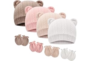 DRESHOW Neugeborenes Baby Mütze Hut und Handschuhe Set Beanie Bekleidung Unisex Infant Hut Kindergarten Mütze Baby Jungen Mädchen 0-6 Monate