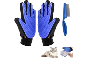 ZSMJAER Haustier Handschuh katzenbürste handschuh,Geeignet für die Pflege von Hunden,Katzen und Reinigung Pet Grooming Brush Glove hat eine massierende Wirkung (Blau)