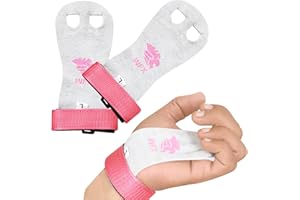 WFX Leather Palm Hand Grips Gymnastics Grips Wristbands Pull-up Hand Grips Training Palm Protector Wrist Straps for Girls Kids Youth Gym Bar Grips Lifting Yoga Heavy Duty Workout