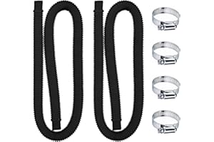 DAZZTIME 2 pièces Tuyau pour Piscine,Tuyau de Rechange pour Piscine,Pompe à Filtre avec 4 Pinces Métalliques,Tuyaux de Rechange pour Piscines Hors Sol(1.5m)