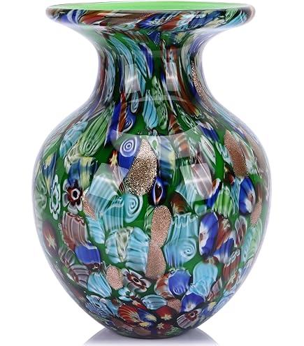 GILDE Decoratieve vaas bloemenvaas glazen vaas - cadeau voor vrouwen verjaardagscadeau - decoratie lente Pasen - kleur: transparant geel groen blauw hoogte 21 cm