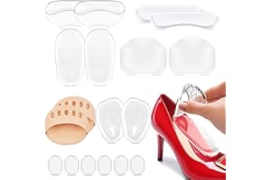 EUDUQ EUQUD - Set di 16 imbottiture per l'avampiede, inserti in gel antiscivolo, per l'avampiede riutilizzabile, solette in gel con tacchi alti, sollievo dal dolore plantare