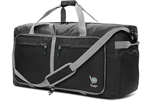 bago Holdall Bags for Men & Women - 100L Spaciously Large Holdall Bag with Shoe Compartment - Travel The World in Style & Convenience - Durable, Lightweight & Foldable Duffle Bag (Black)