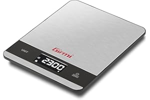 Girmi PS05 Bilancia da cucina Elettronica, 1 gr/5Kg, Piatto Inox, Display ad alta luminosità, Autospegnimento, Funzione TARA, Indicatori di errore, Display 50 x 22