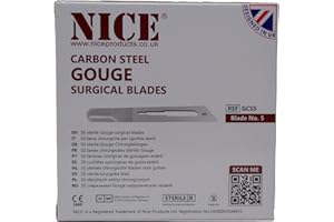 50 x NICE No.5 Gouge Sterile Carbon Steel Blades GCS5 for Manicure and Pedicure