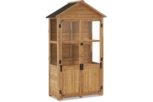 M MCombo Petite Armoire de Jardin en Bois Abri de Jardin extérieur Abri à Outils Serre résistante aux intempéries pour Balcon et terrasse 100 × 53 × 178 cm 0111 (Naturel)