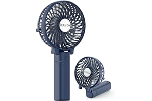 iEGrow Mini Ventilateur Portable à Main Rechargeable USB Ventilateur [4-11 heures] 3 vitesses Batterie rechargeable pour voyager à la maison，Ventilateur à main pliable et silencieux(Bleu)