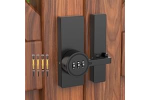 MeBantoo 180 Degree Adhesive Barn Door Latch, Cabinet Locks with Combination, Keyless Sliding Flip Latch Door Lock with Glue and Screws for Barn, Closet, Shed, Storage (Black-1pc)