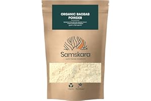 Baobab en Polvo BIO Ecologico | Calidad A+ 100% pura y cruda, fuente de Vit C, Calcio, Colageno natural | SAMSKARA | Organic Baobab Powder (250gr x 1) - Envasado en 2025 FRESCURA GARANTIZADA