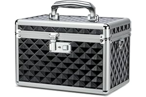 HEWEI WORKS Storage Box with Key Lock, Lockable Medicine Storage Box, Empty First Aid Box, Security Lock Box, Multipurpose Locking Box for Home and Outdoor Use (Black, Medium)