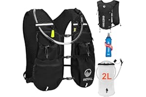 ONETOALL Gilet Hydratation Running Femme avec 2L TPU Poche à Eau + Flasque Running 500ml, Sac Hydratation Running, Gilet Course a Pied Femme pour Trail Camping et Randonnée Courir Ski