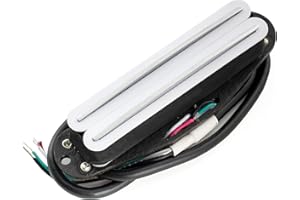 Musiclily Pro ST-DPLA Alnico 5 Rail Blade Humbucker Tonabnehmer Single Coil Format 6,2K für Strat Style E-Gitarre, Weißer Korpus Chrom Rail