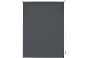 Deco Company Thermo-Rollo ohne Bohren mit Thermo-Rückseite, Klemm-Montage, Höchste Lichtreflektion, Energiesparend, Lichtundurchlässig, Alle Montage-Teile inklusive, Anthrazit, 90 x 150 cm