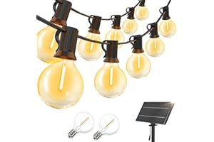 Yuusei Catena Luminosa Esterno Solare da 30M/100FT, G40 a Energia Solare da Giardino Con 50+2 Lampadine a Led Infrangibili, Impermeabili Da, Per Patio, Cortile, Bistrot