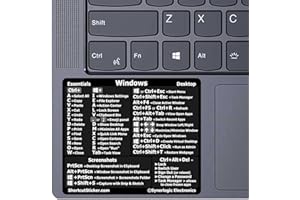 SYNERLOGIC Autocollant de raccourci clavier de référence pour Windows PC | Vinyle adhésif sans résidus pour n'importe quel PC, ordinateur portable ou bureau | Feuille de triche pour raccourcis Windows