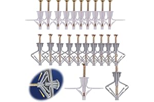 SVOCK 200 Stück Spreizdübel Hohlwanddübel, 100 Stück Holraumdübelset und 100 Stück Expansion Screw, Schrauben und Dübel Sortiment Kit, Regibsdübel Wand für Vorgehängte Gipskarton-Hohlwände