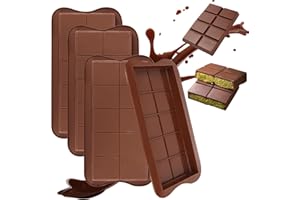 QOUBNIC Molde de silicona, 4 Pcs Moldes para Barra Molde Chocolate, Sin BPA, Chocolate Profundos De Silicona Molde Turron Silicona para Bombones, Pralinés