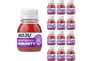 MOJU Immunity Multi Berry Shots - 12x60ml, 20μg Vit D3 & 100% RI Vit C and Zinc in Every Shot, Natural Ingredients, No Added Sugars or Sweeteners, Vegan