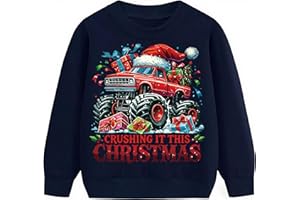 TCWWBB Boys Girls Christmas Jumper Sweatshirt Xmas Jumpers Kids Unisex Santa Claus Moster Truck Reindeer Tops Children Long Sleeve Cotton Clothing Outfits Casual Crewneck Winter Clothes Age 1-11 Years